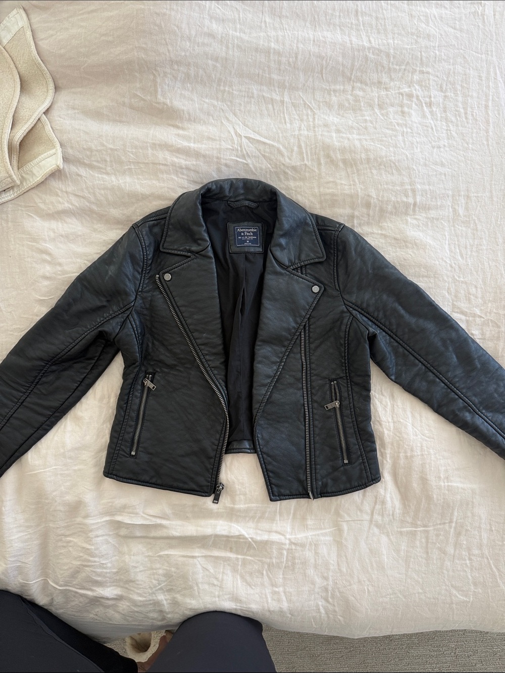 Abercrombie & Fitch Black Faux Leather Biker Jacket